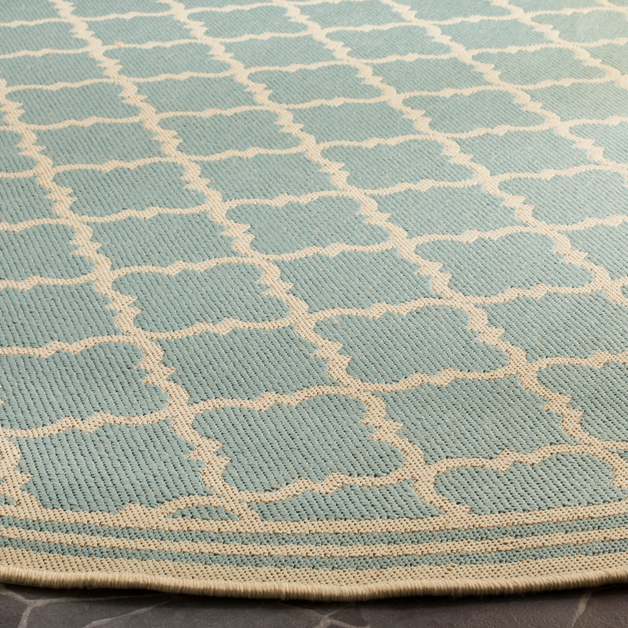 Beach House Rug | Safavieh - BHS121K - Aqua / Cream