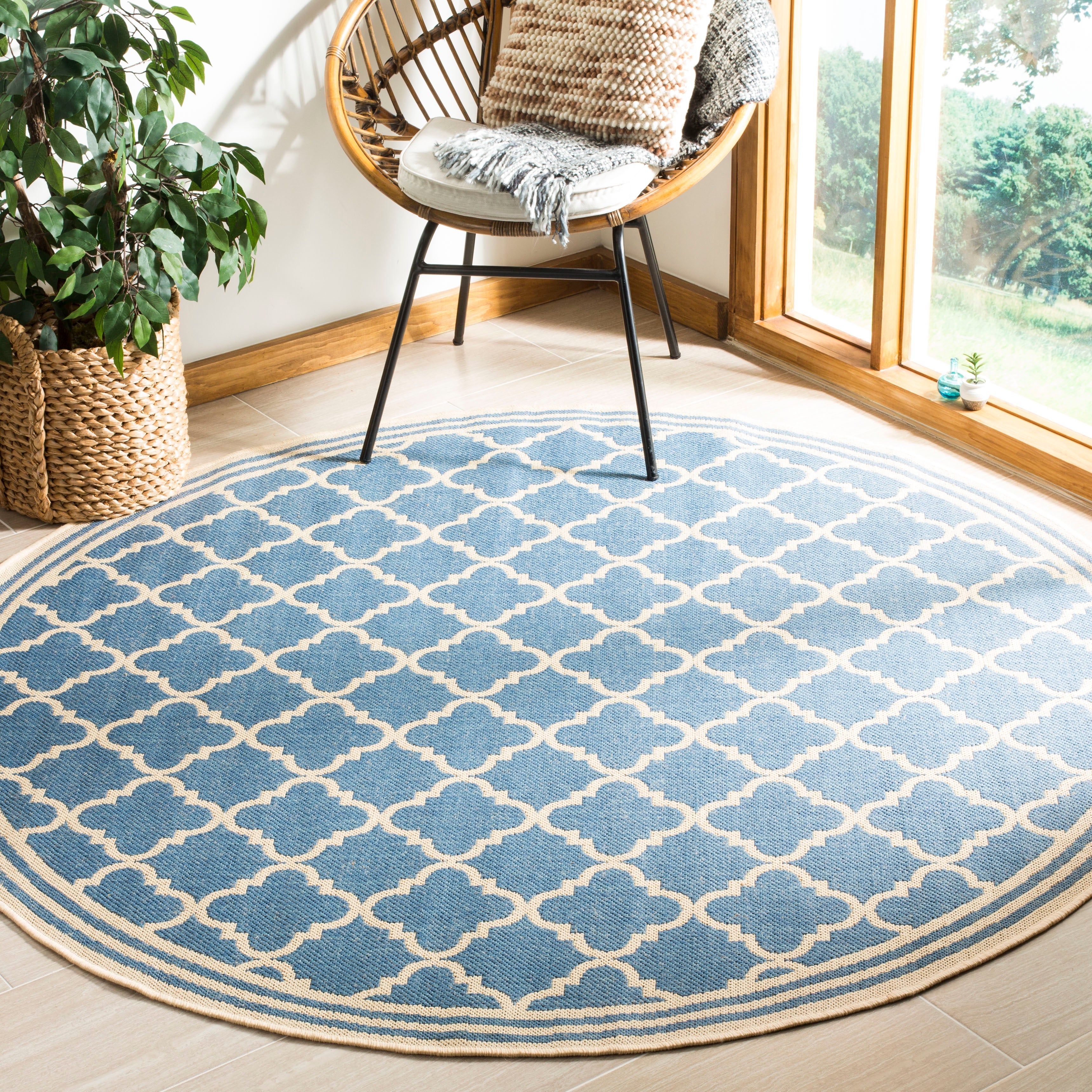 Beach House Rug | Safavieh - BHS121M - Blue / Cream