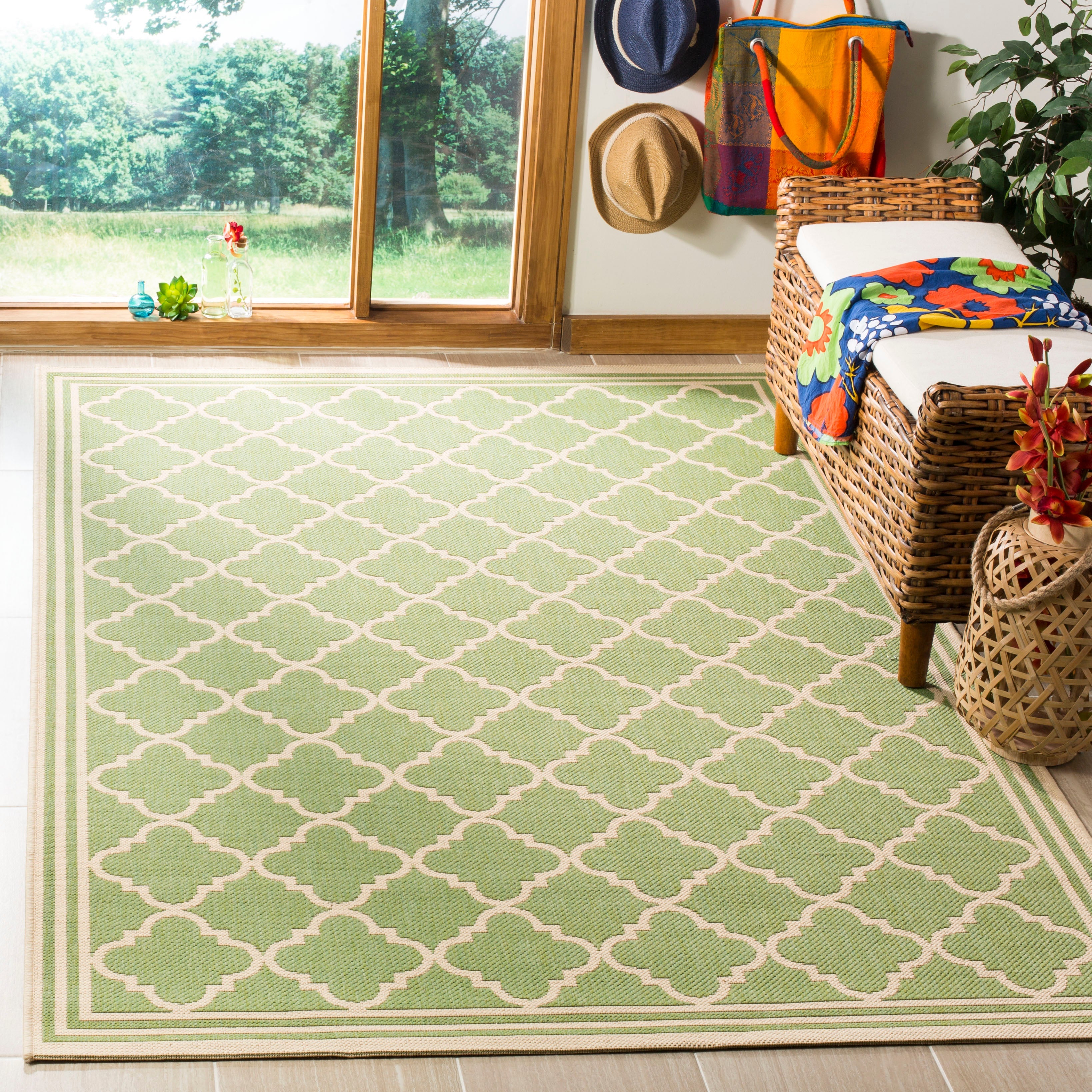 Beach House Rug | Safavieh - BHS121X - Olive / Cream