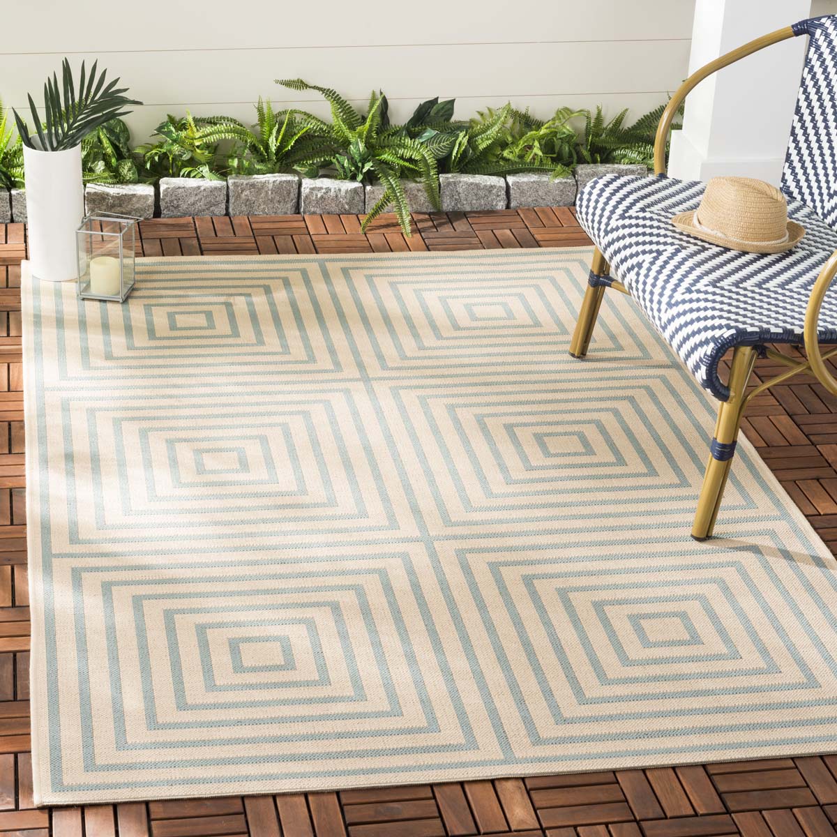 Beach House 123 Rug | Safavieh - BHS123 - Cream / Aqua