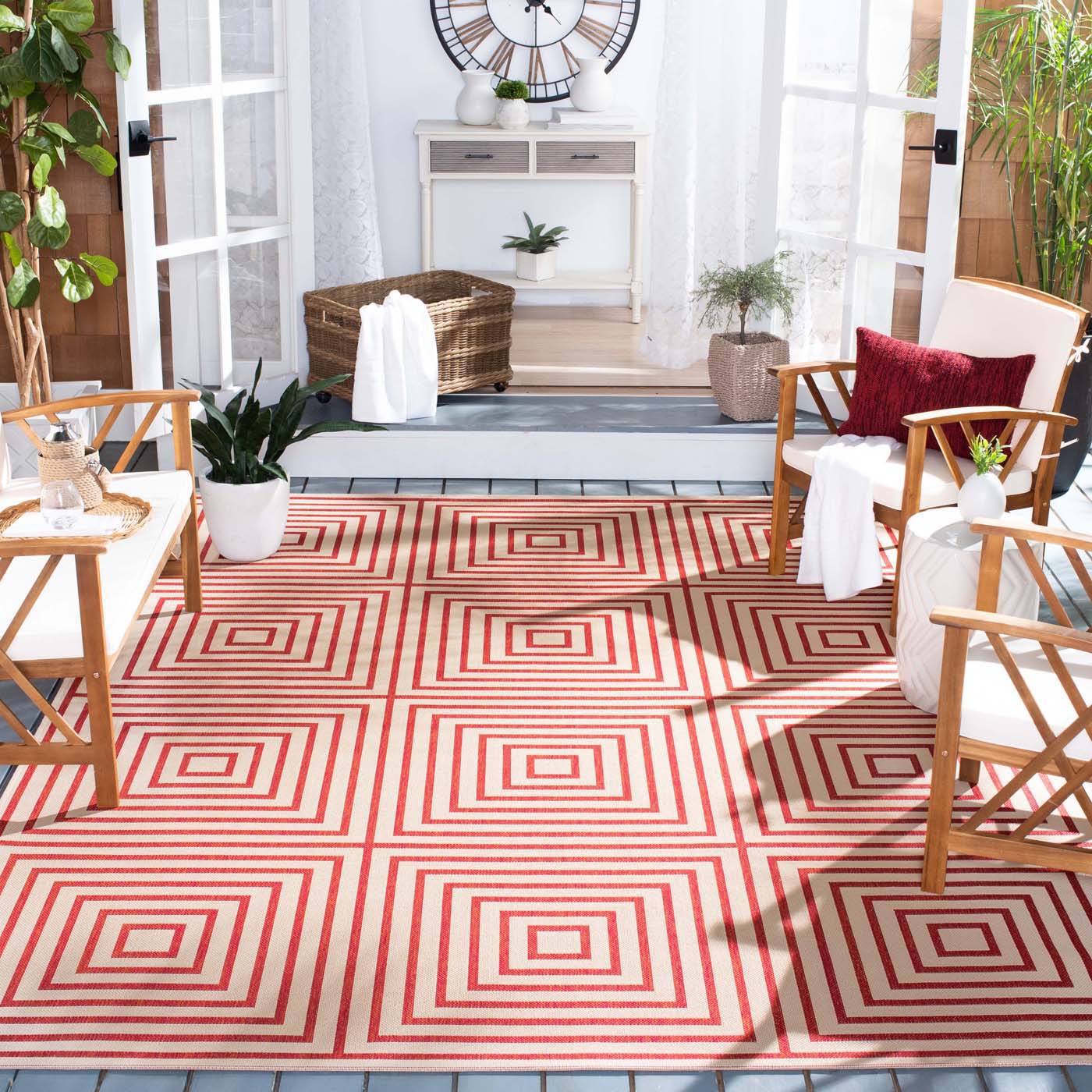 Beach House 123 Rug | Safavieh - BHS123 - Red / Cream