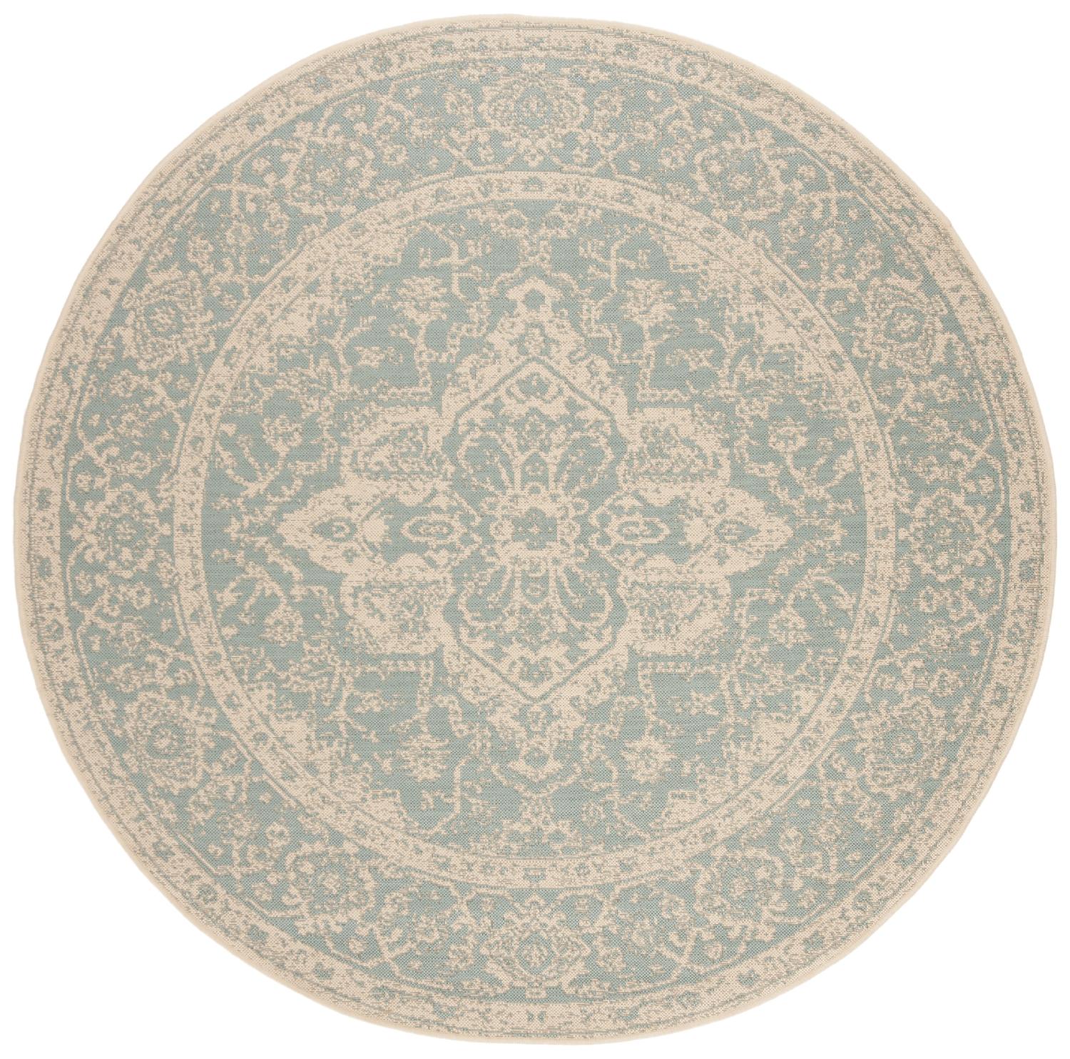 Beach House Rug | Safavieh - BHS137K - Aqua / Cream