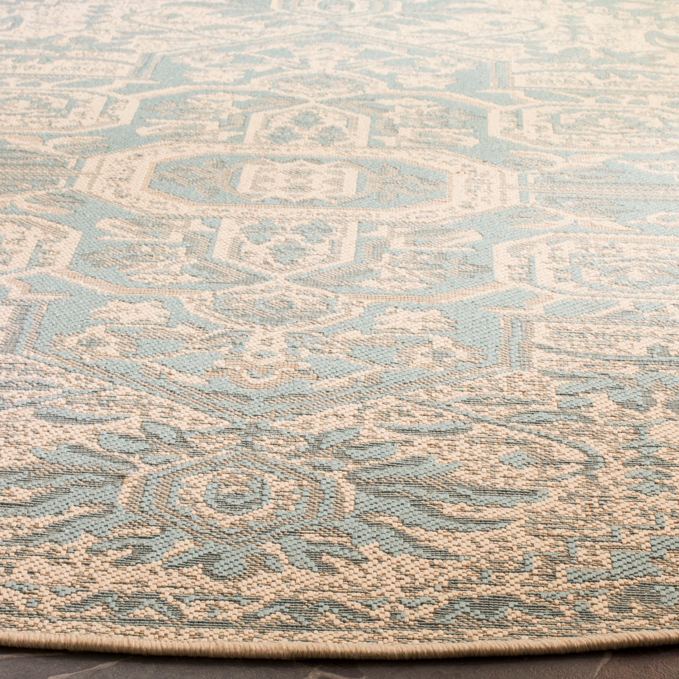 Beach House 138 Rug | Safavieh - BHS138 - Aqua / Cream