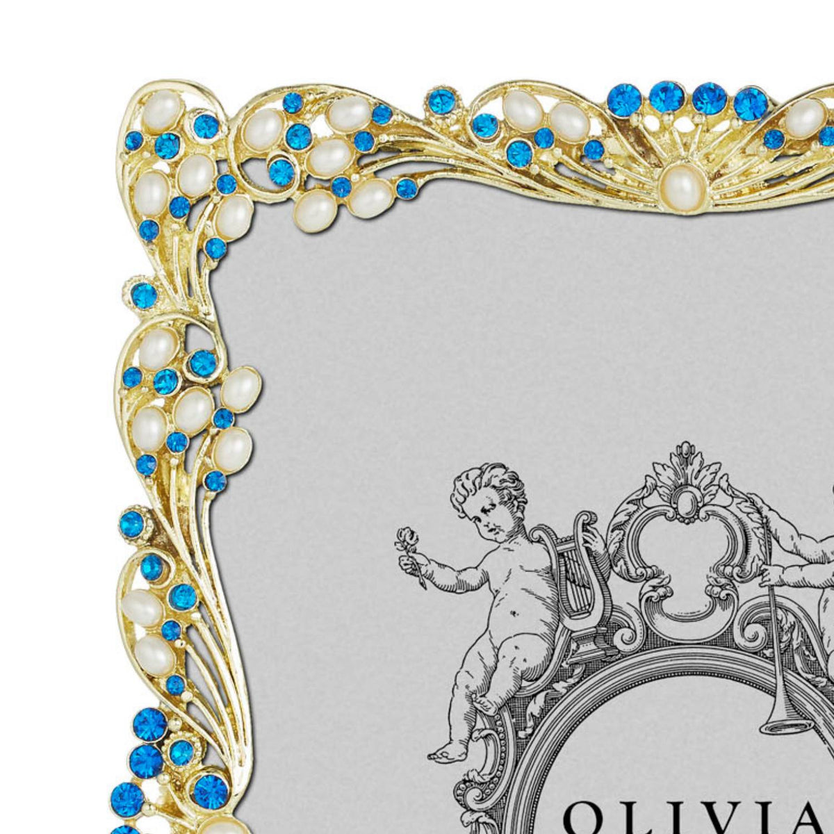 Audrey 4" x 6" Picture Frame with Capri Blue Stones & White Freshwater Pearls