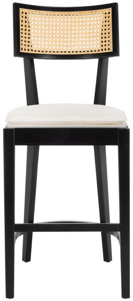 Galway Cane Counter Stool, BST1504 | Safavieh - Black / Natural