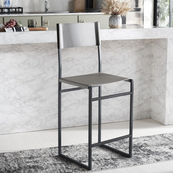 Layne Counter Stool, BST3020 | Safavieh - Light Grey / Black