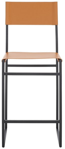 Layne Counter Stool, BST3020 | Safavieh - Cognac / Black