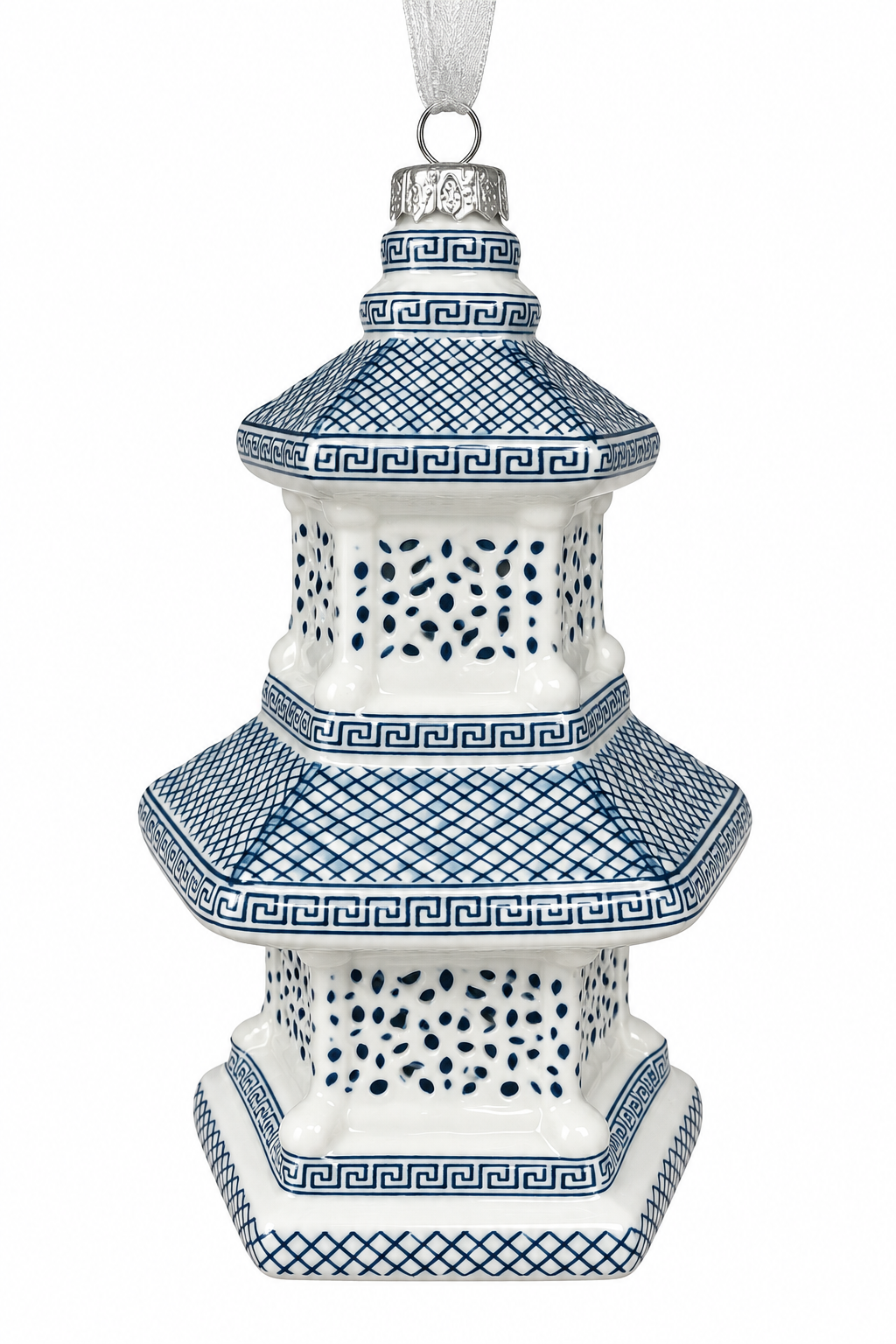 Blue & White Dot Pagoda Ornament