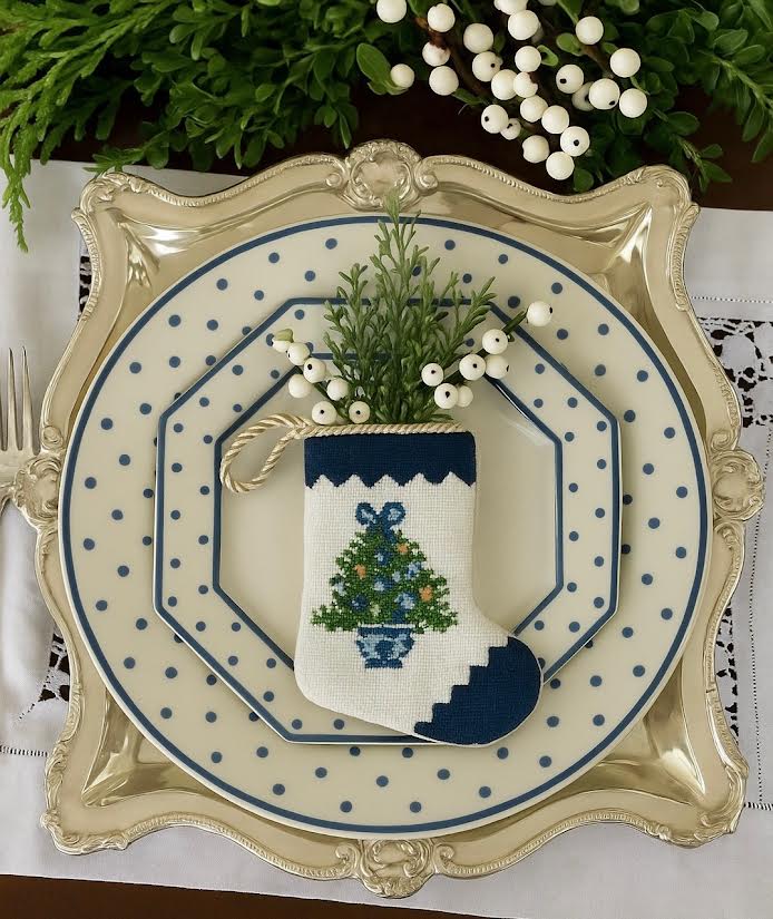The Chinoiserie Tree Needlepoint Stocking (2 Sizes)