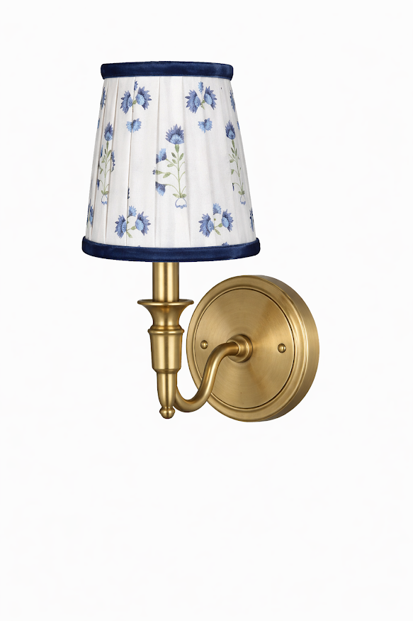 Blue Velvet Floral Sconce Shade