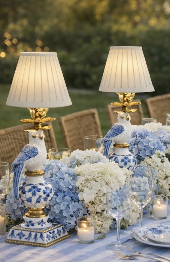 Blue & White Bird Rechargeable Lamp