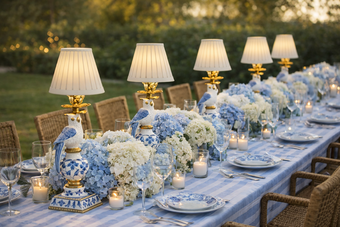 Blue & White Bird Rechargeable Lamp