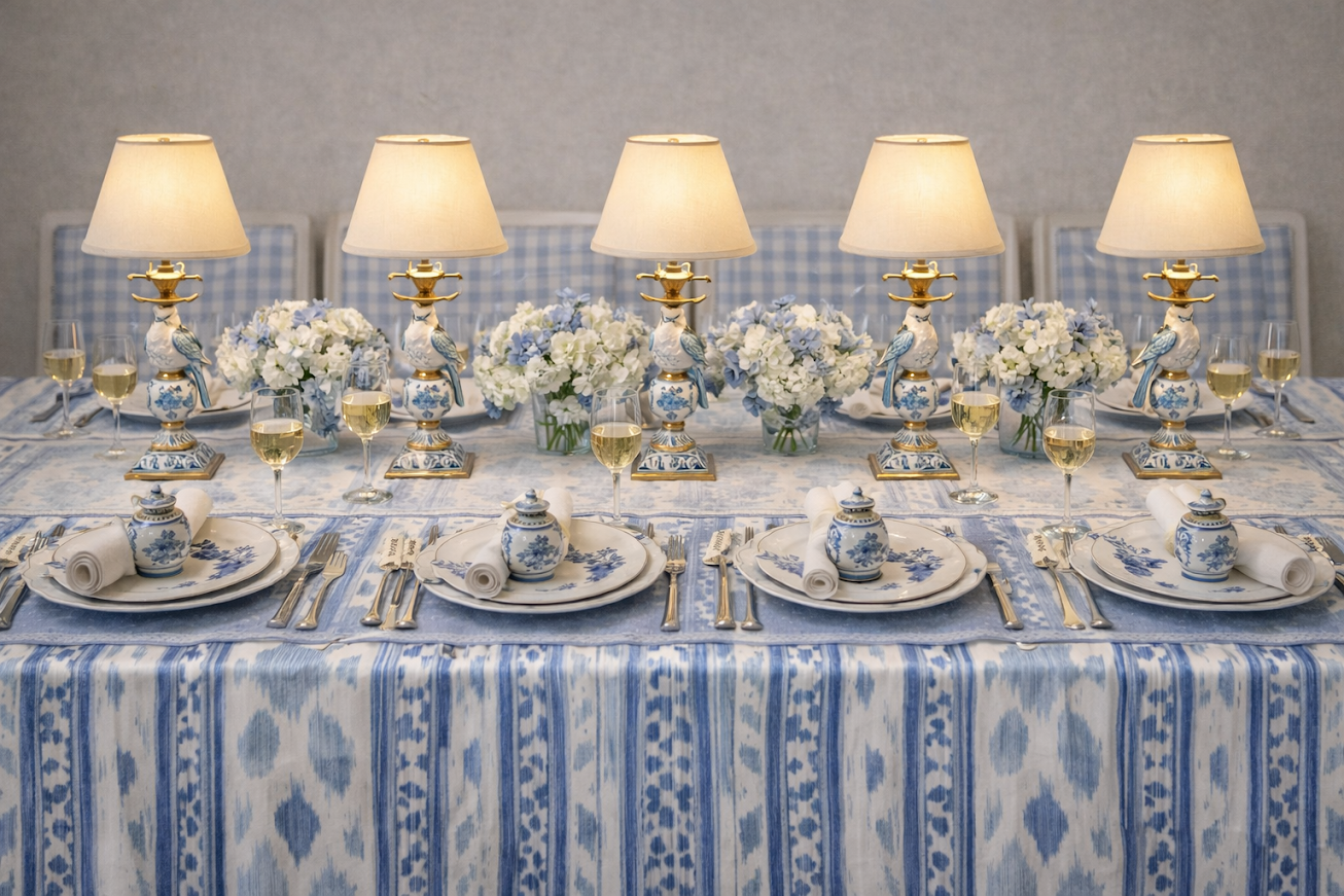 Blue & White Bird Rechargeable Lamp