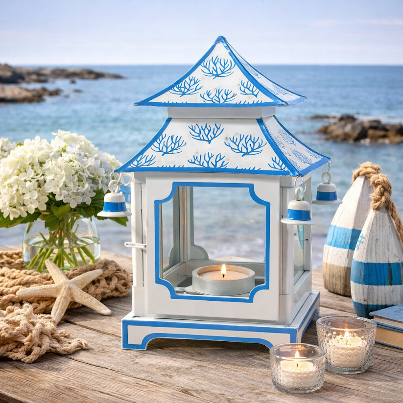 Aqua Coral Pagoda Lantern (4 Sizes)