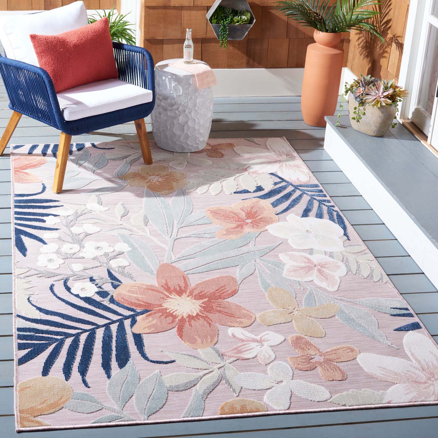 Safavieh Cabana 454 Rug, CBN454 - PINK / GREY