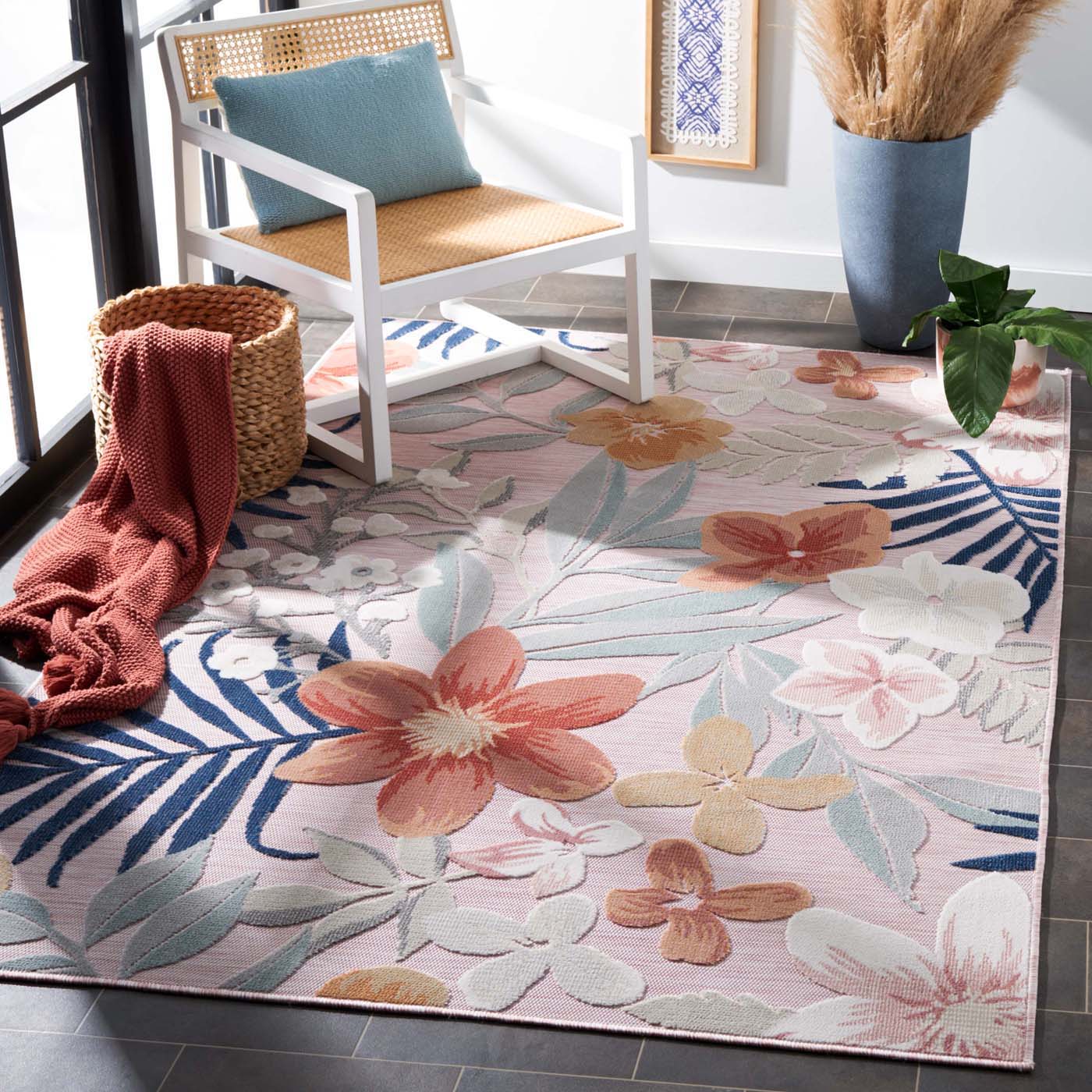 Safavieh Cabana 454 Rug, CBN454 - PINK / GREY