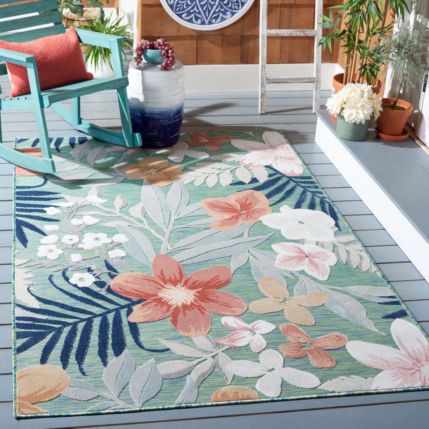 Safavieh Cabana 454 Rug, CBN454 - GREEN / RUST