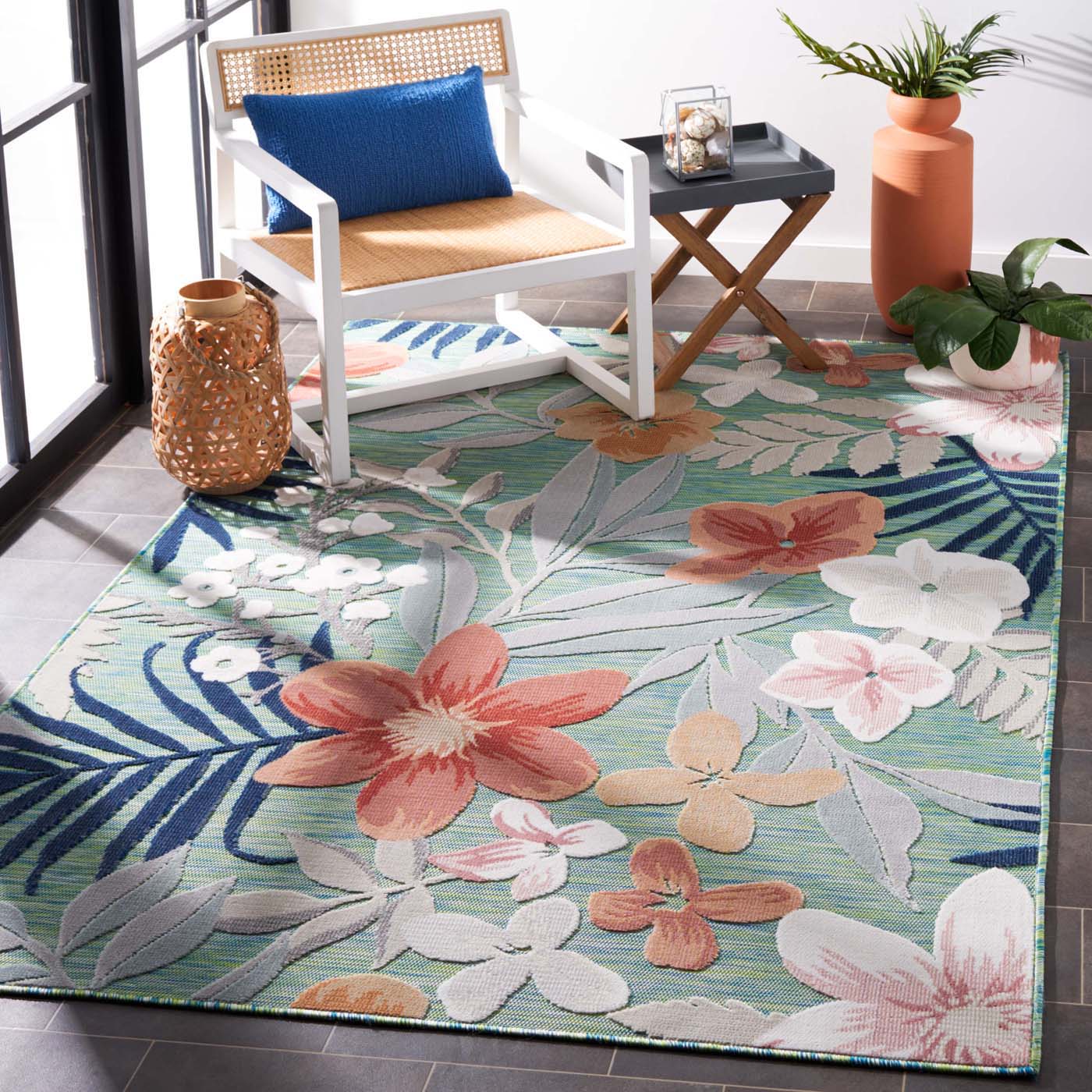 Safavieh Cabana 454 Rug, CBN454 - GREEN / RUST