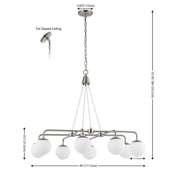 Safavieh Denneau 8Lt 36" Chandelier, CHA4058 - Brushed Nickle