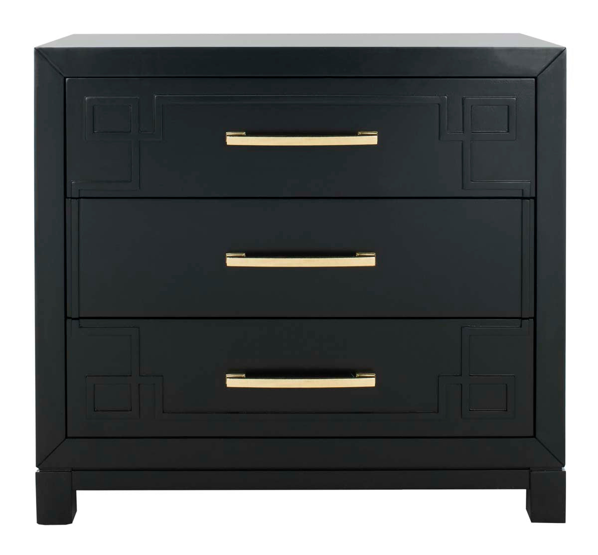 Raina 3 Drawer Chest | Safavieh - Black/Gold