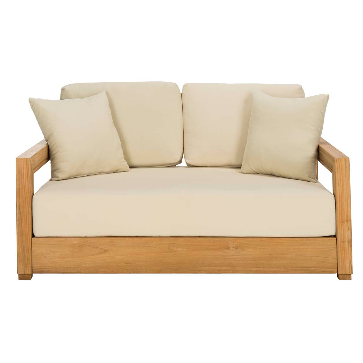 Montford 2-Seat Bench | Safavieh Couture - Natural Teak / Beige