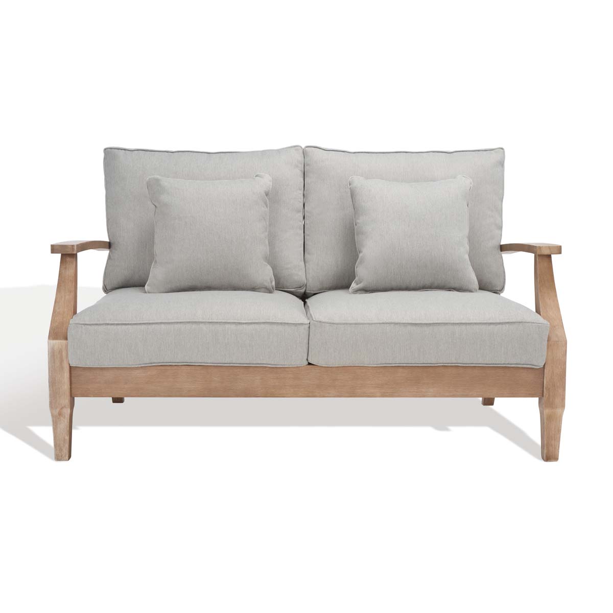 Safavieh Couture Martinique Wood Patio Loveseat - Natural / Grey