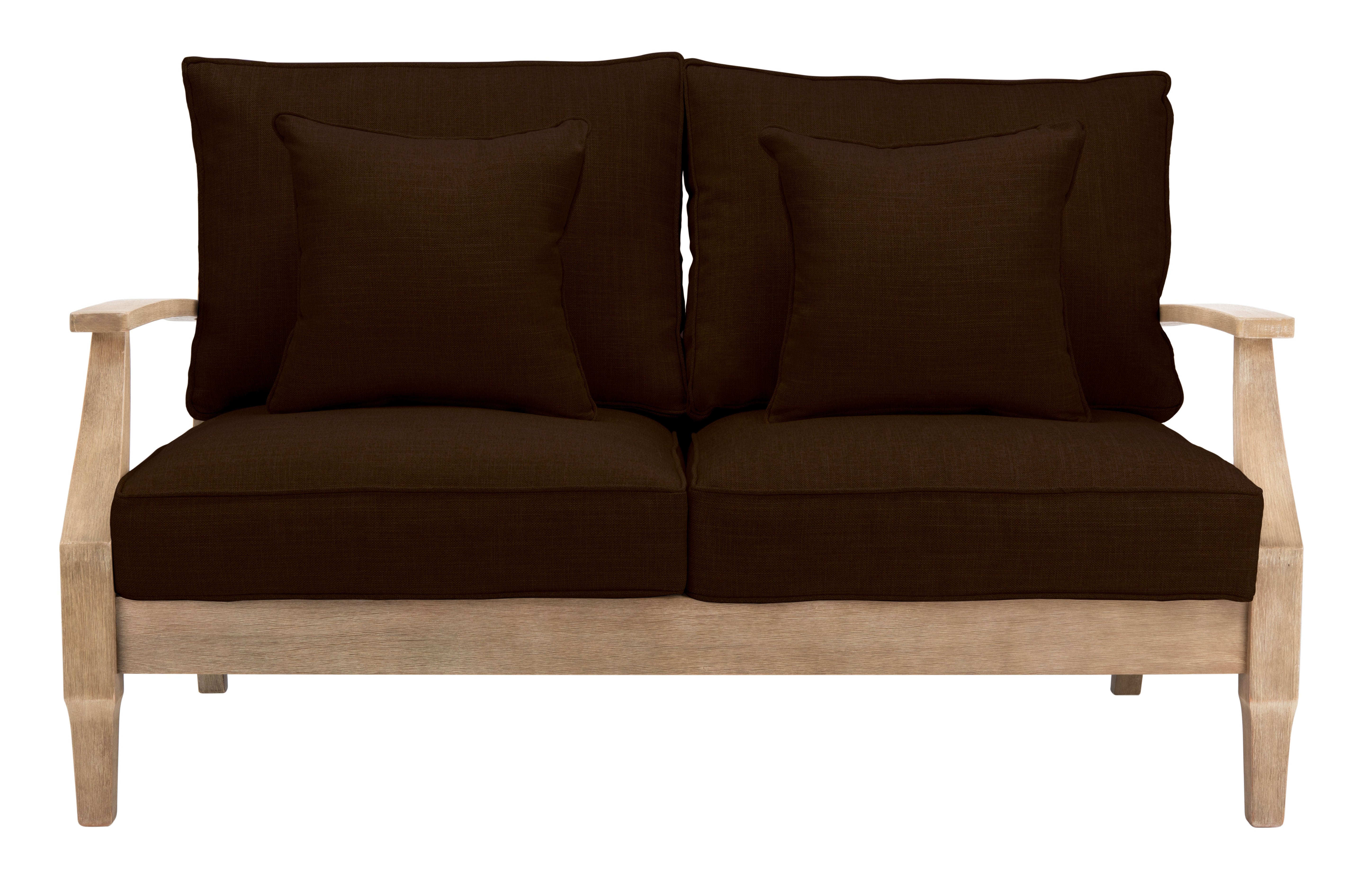 Safavieh Couture Martinique Wood Patio Loveseat - Natural / Dark Brown