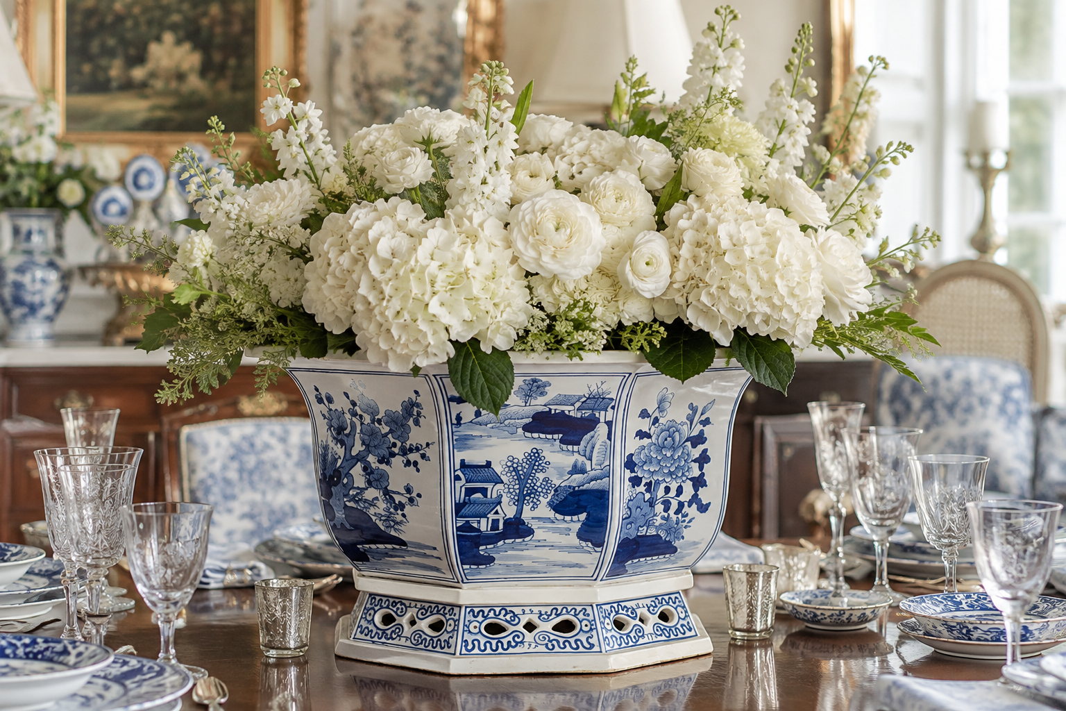 Round Floral Scalloped Pierced Planter