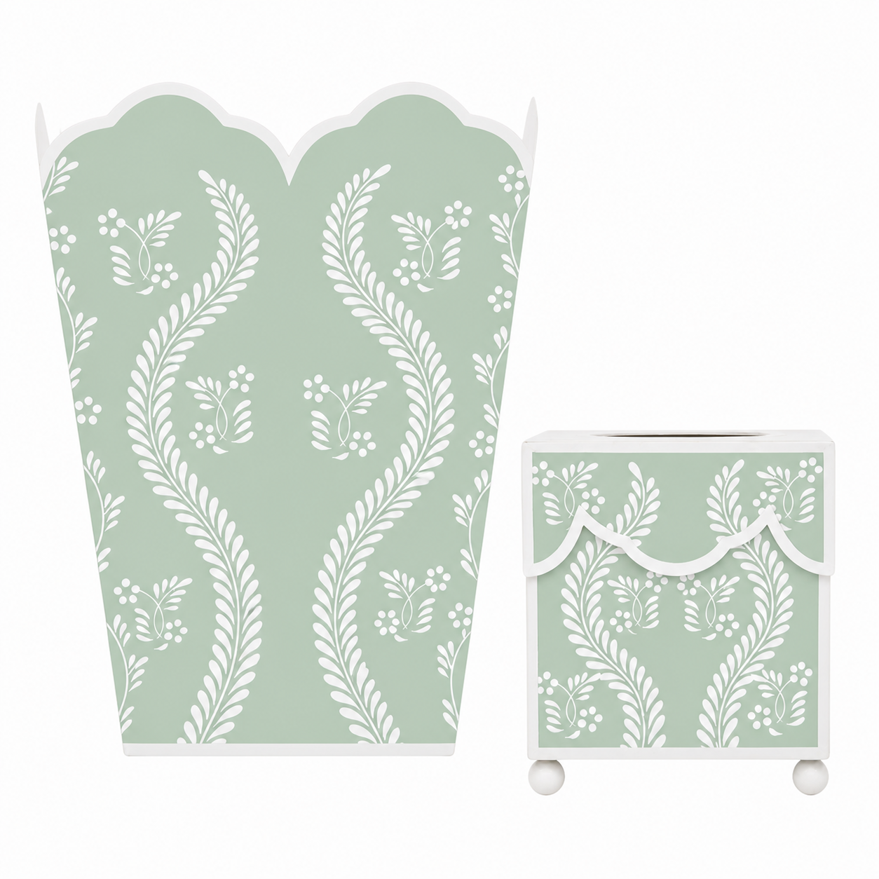 Sage Green Square Trellis Wastepaper Basket & Tissue Holder (4 Options)