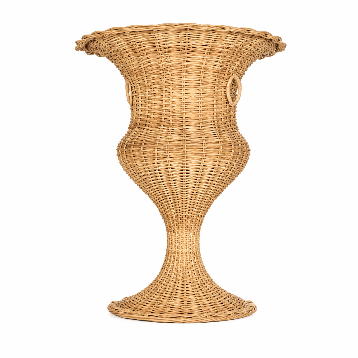 Round Scalloped Wicker Urn and Pedestal (2 Options)