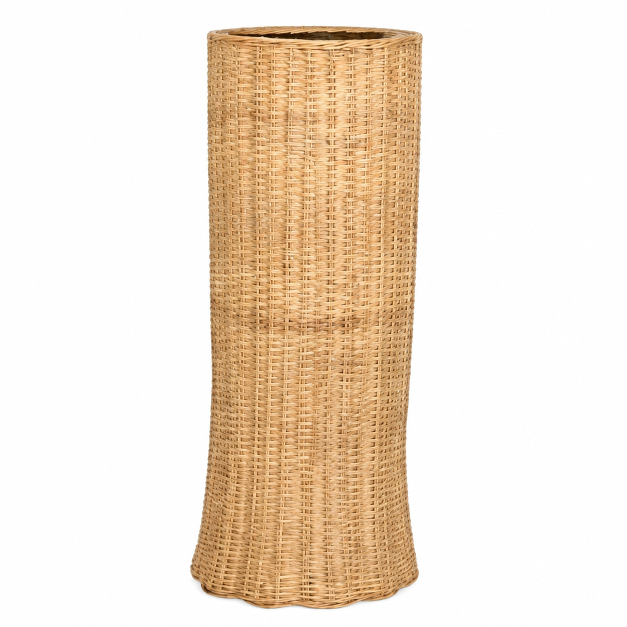 Round Scalloped Wicker Urn and Pedestal (2 Options)