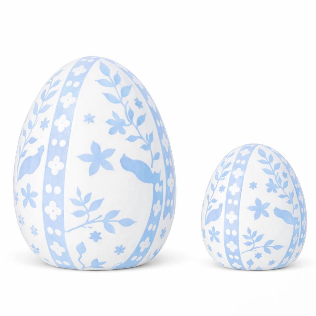 Soft Blue & White Trellis Leaf Egg