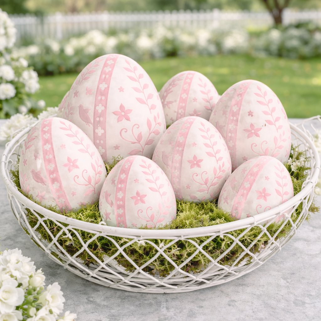 Pink & White Trellis Leaf Egg