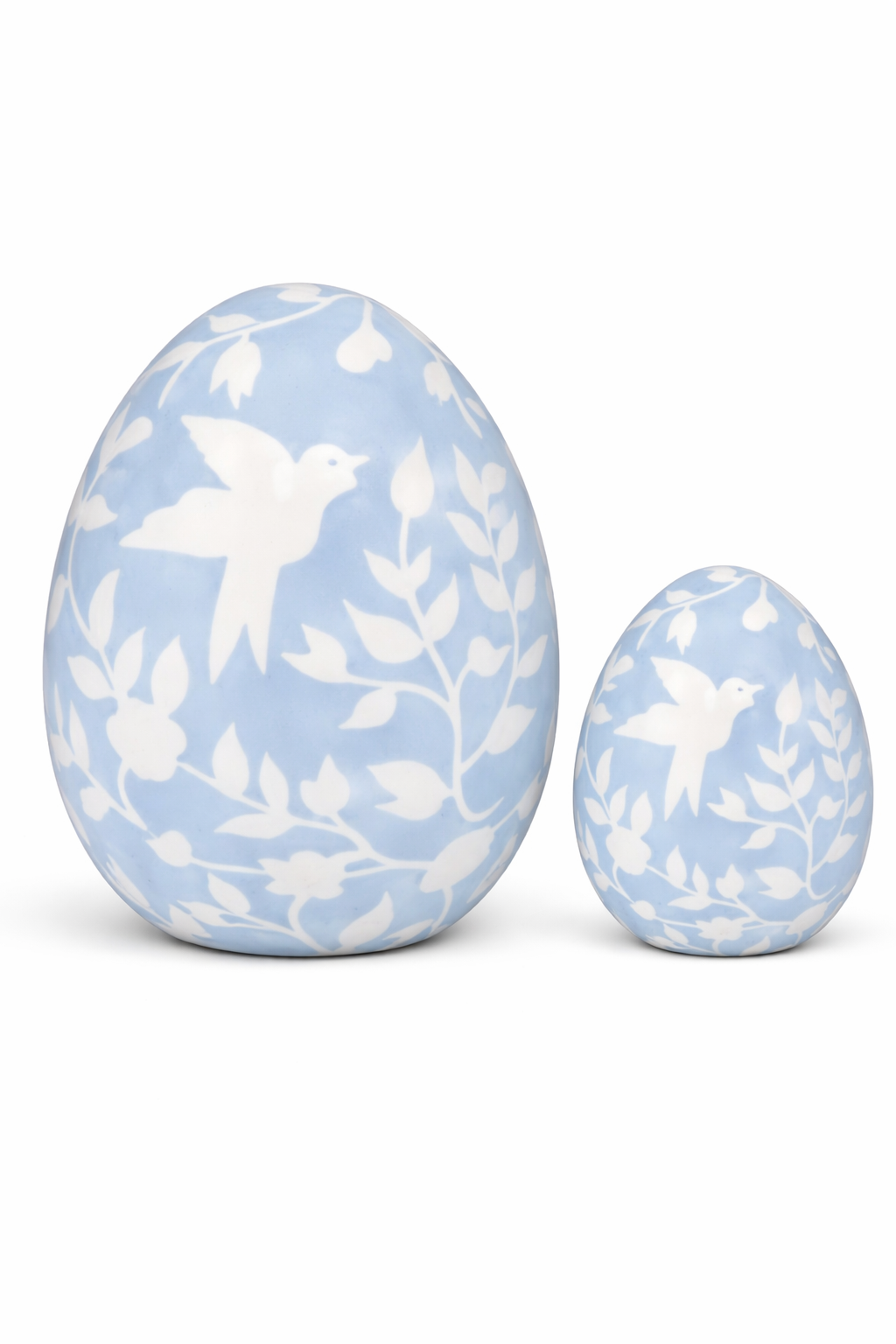 Soft Blue Bird & Vine Egg