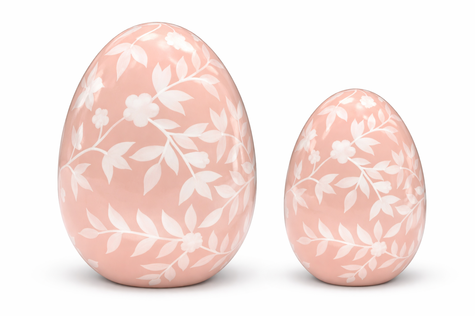 Coral Pink Bird & Vine Egg
