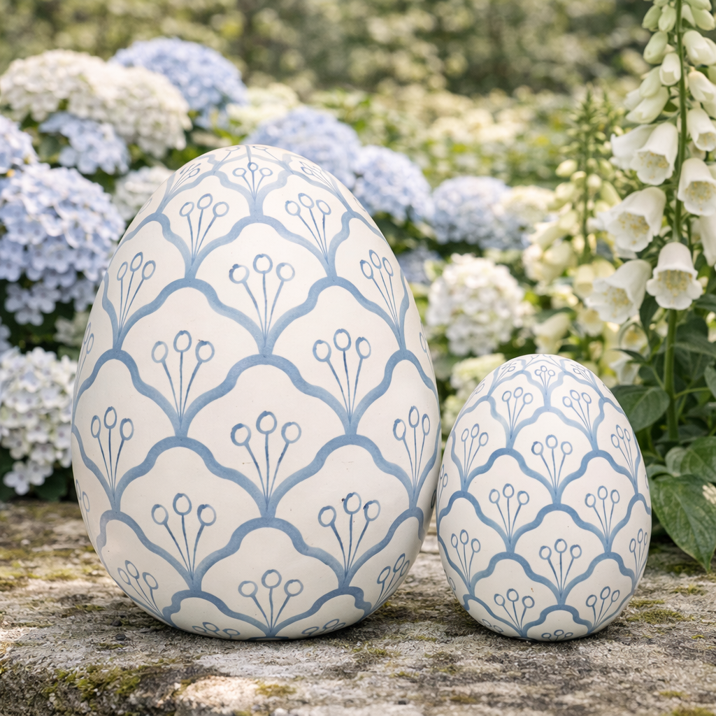 Soft Blue & White Trellis Egg