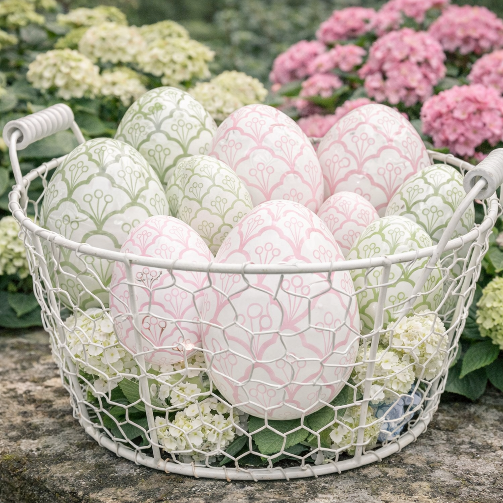 Pink & White Trellis Egg