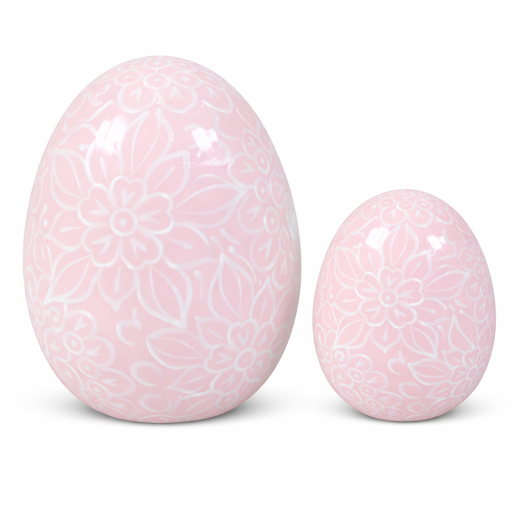 Pink & White Floral Egg