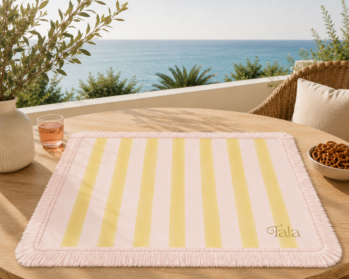Colony Mahjong Mat - Chartreuse & Petal Pink