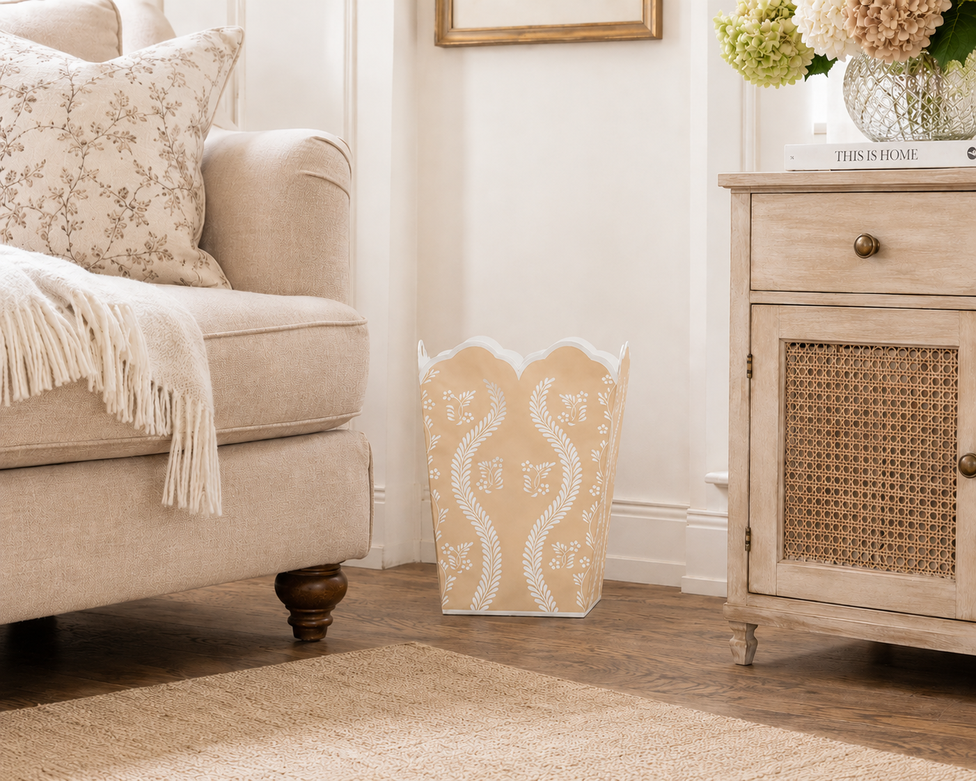 Tan Square Trellis Wastepaper Basket & Tissue Holder (4 Options)