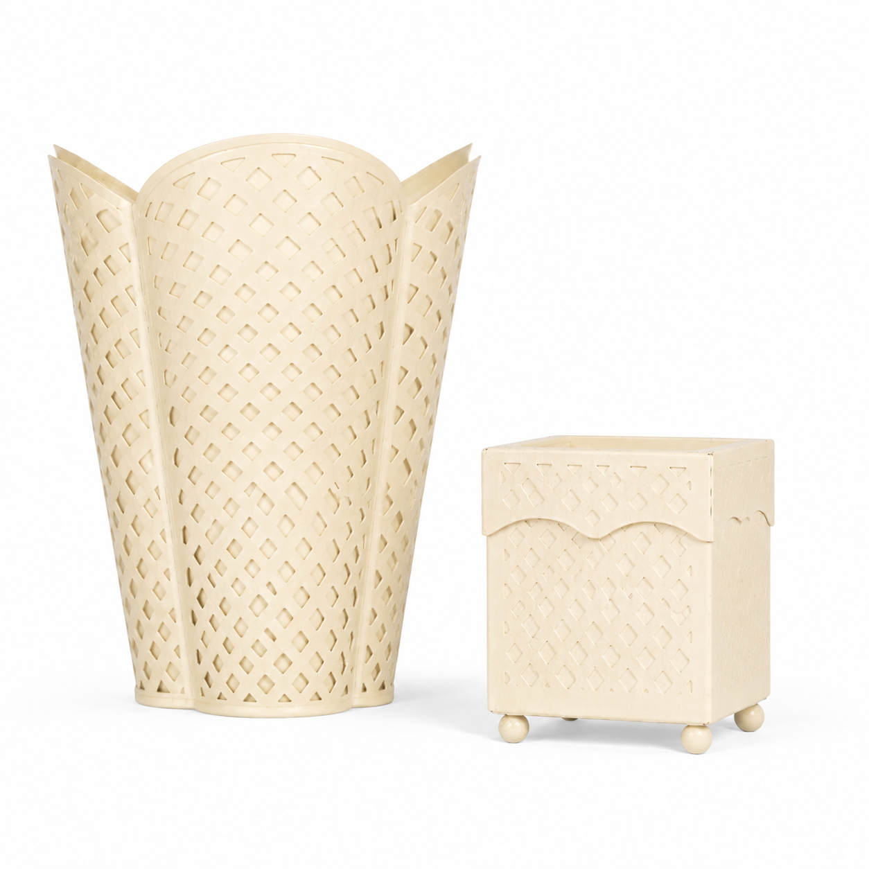 Cream Lattice Wastepaper Basket & Tissue (3 Options)