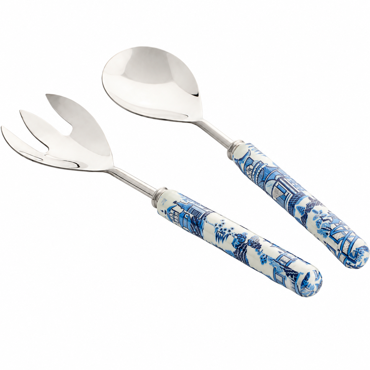 Blue Pagoda Enameled Salad Servers