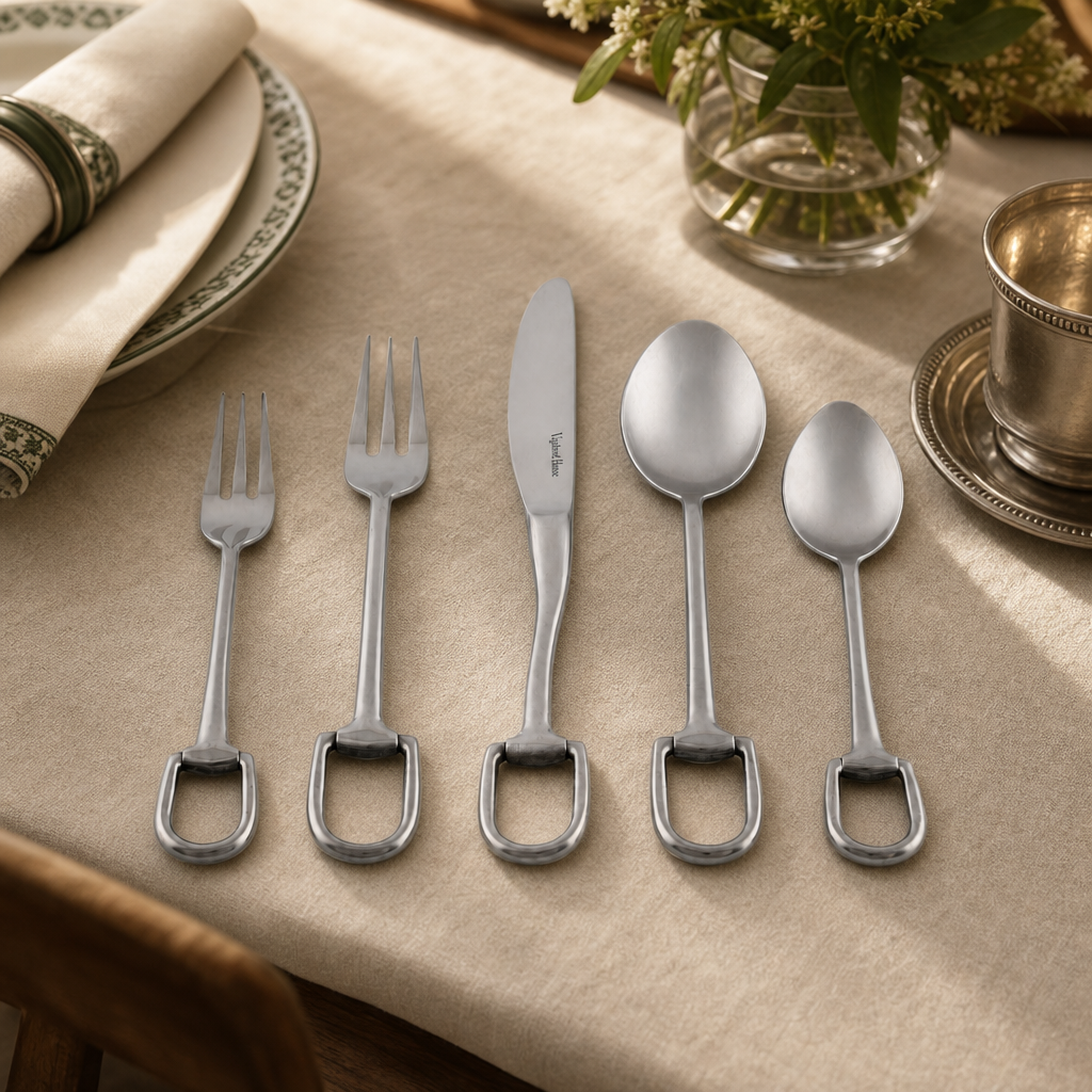 Stirrup Five piece Flatware Set - Stainless Steel Matt Silver