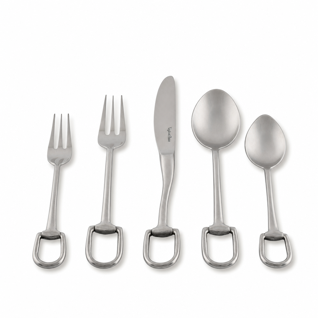 Stirrup Five piece Flatware Set - Stainless Steel Matt Silver