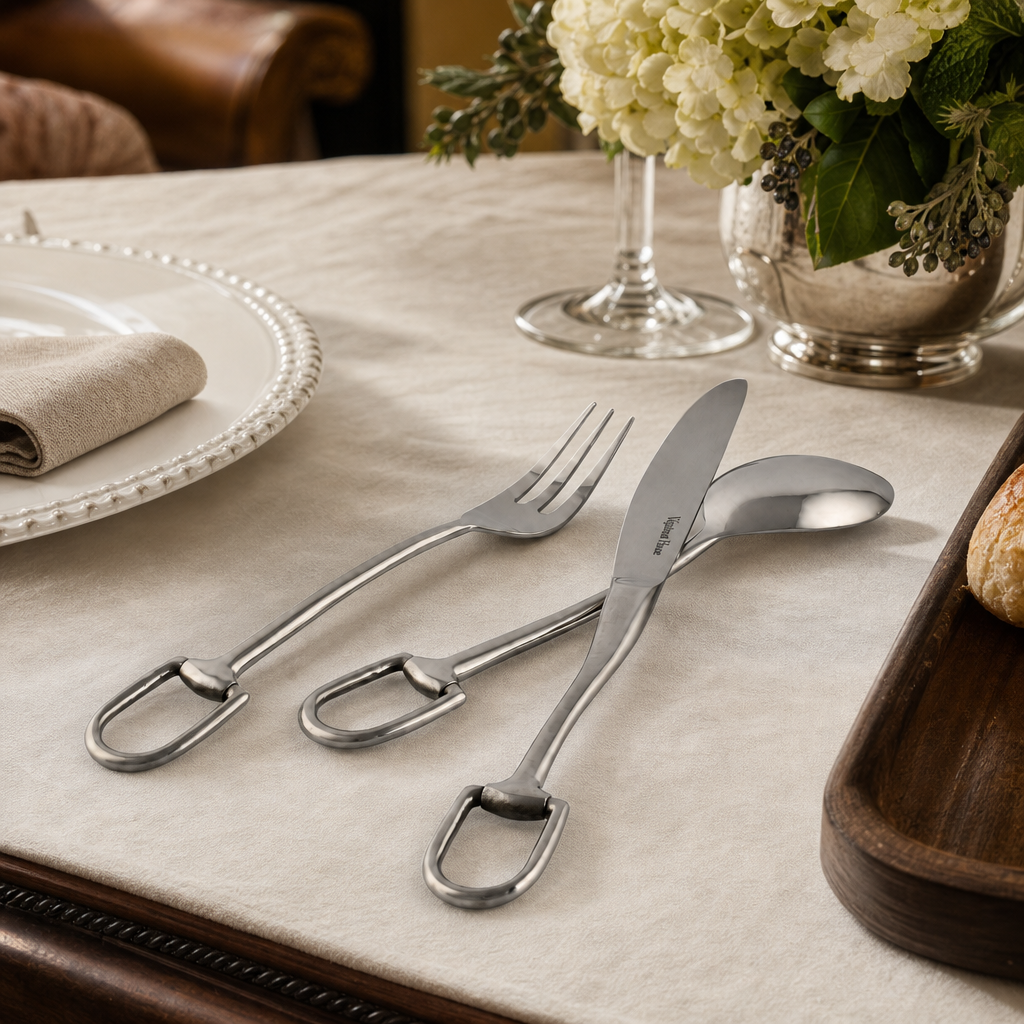 Stirrup Five piece Flatware Set - Stainless Steel Matt Silver