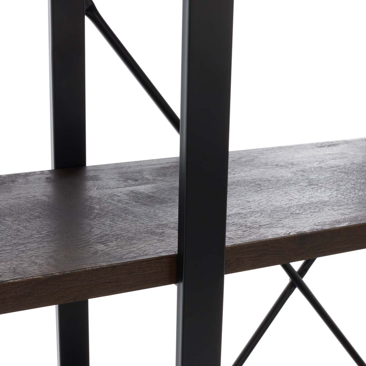 Euan 5 Shelf Cross Back Etagere | Safavieh - Cocoa Walnut / Matte Black