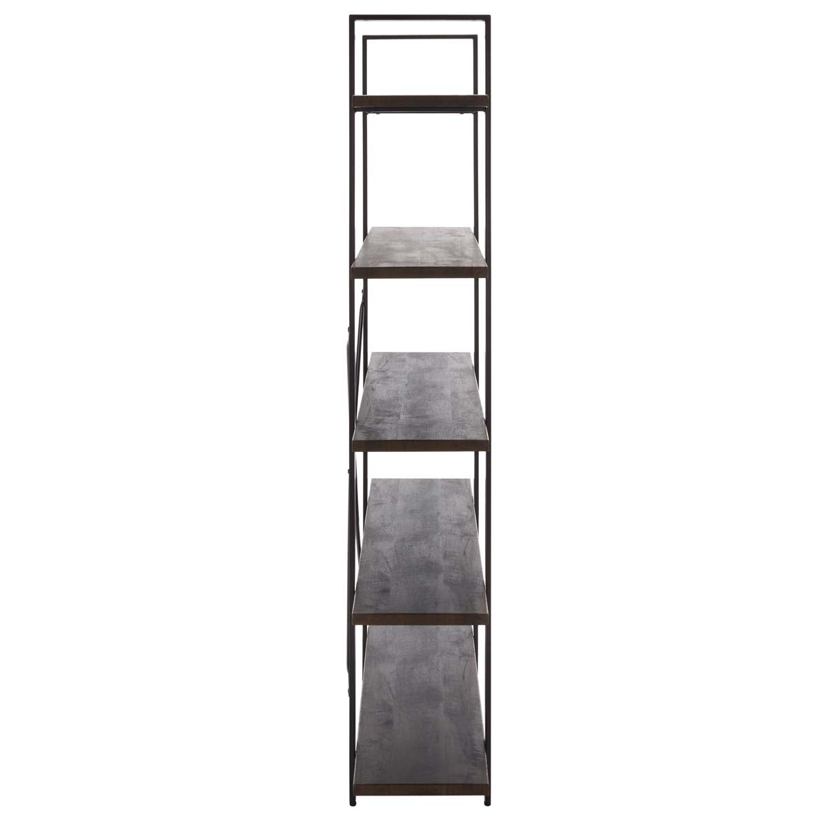 Euan 5 Shelf Cross Back Etagere | Safavieh - Cocoa Walnut / Matte Black