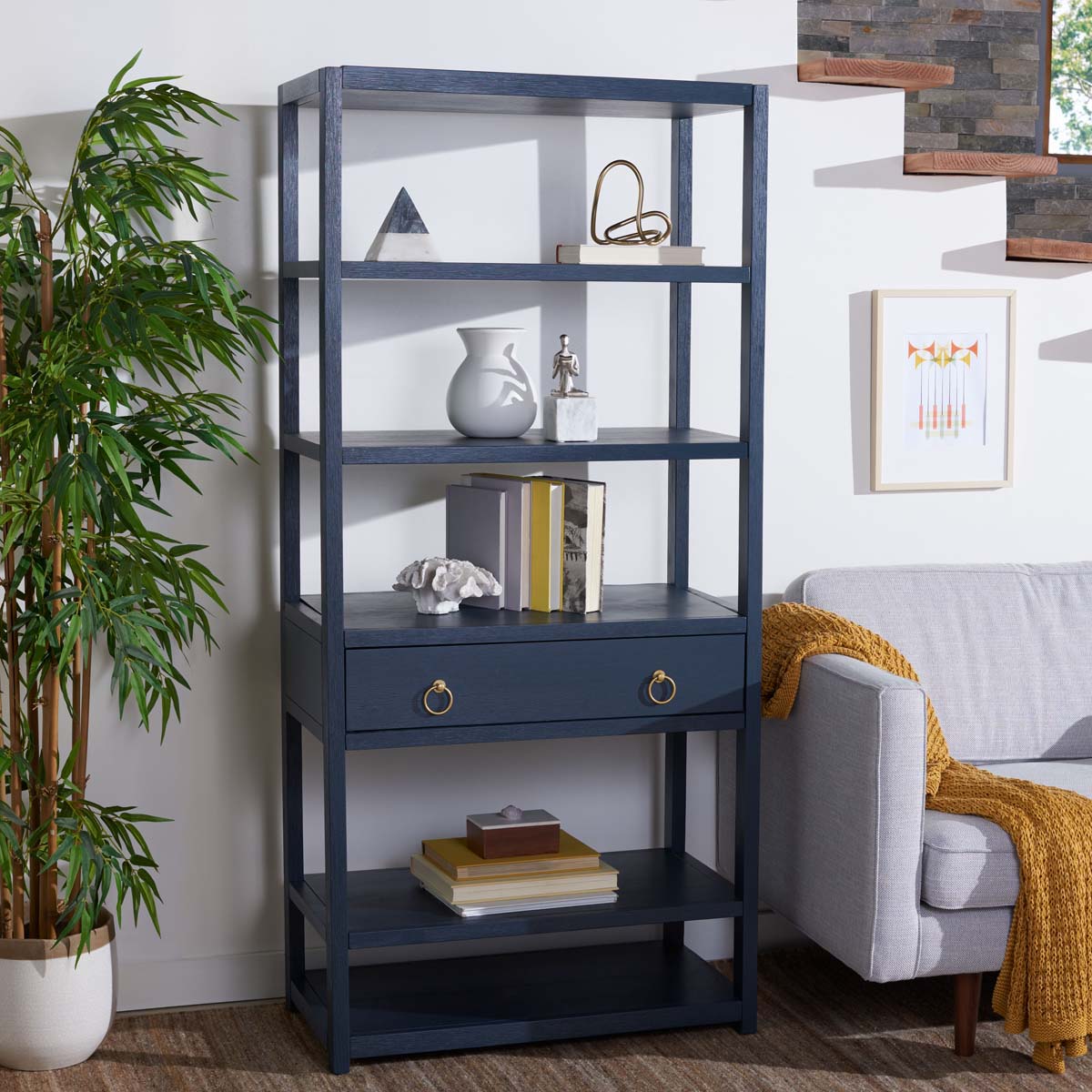 Johni 1 Drawer 5 Shelf Etagere-Navy