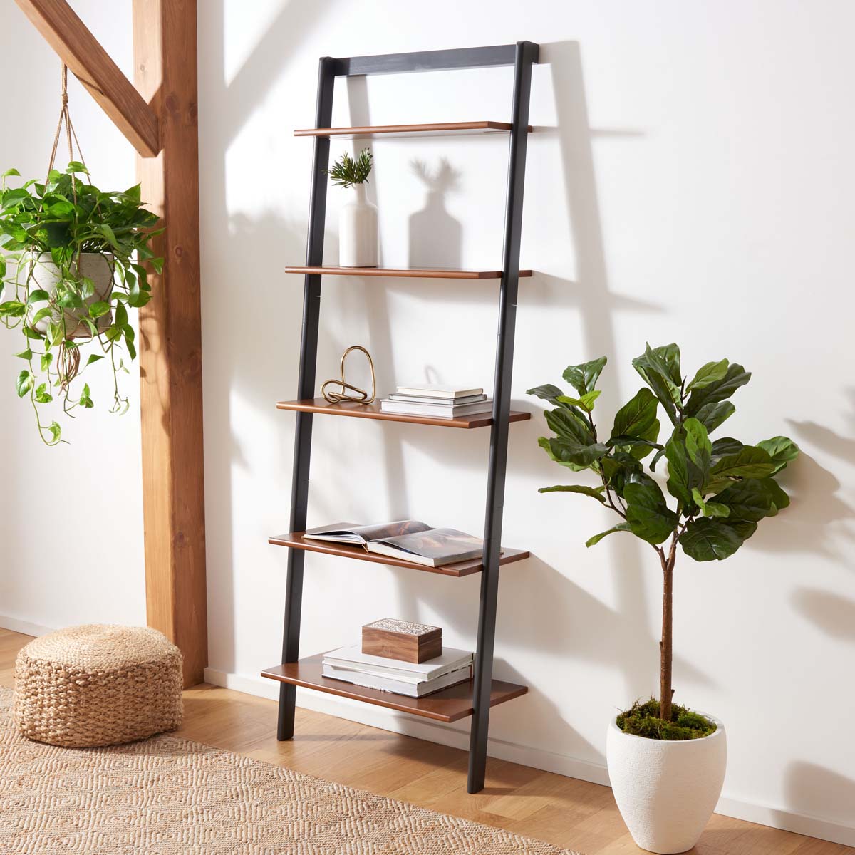 Cullyn 5 Tier Leaning Etagere-Honey Brown / Charcoal