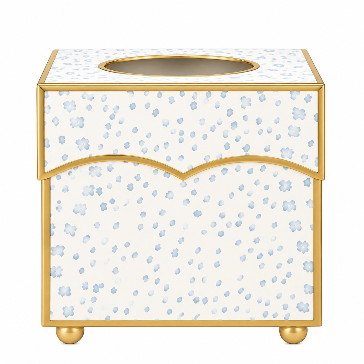 Pale Blue Polka Dot Wastepaper Basket & Tissue Holder (2 Options)